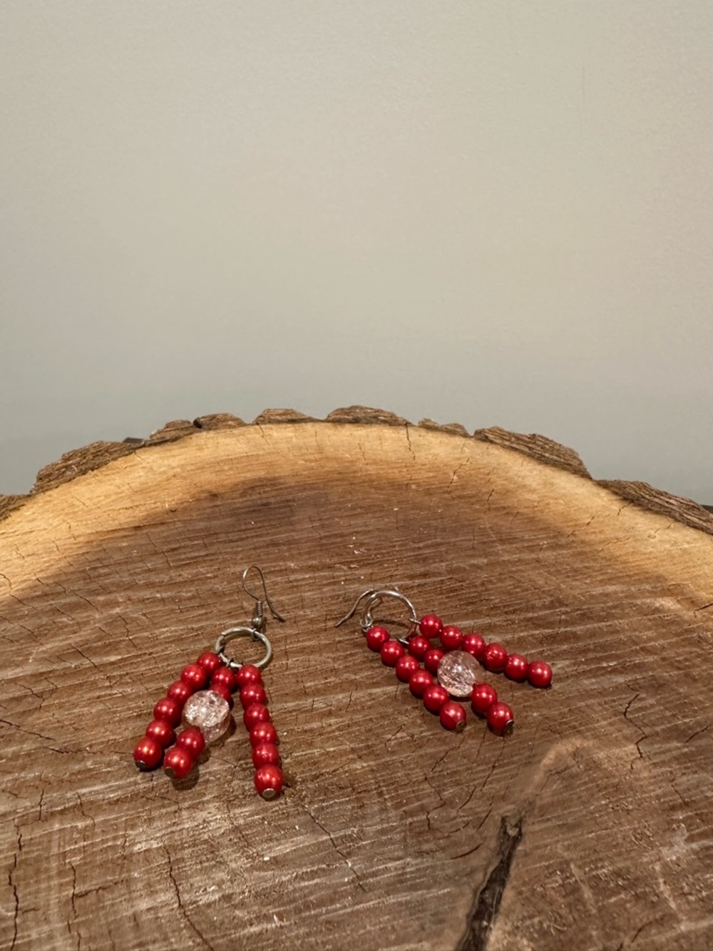 Red Beaded Dangle Earrings - Unbranded - Picture 1 of 4